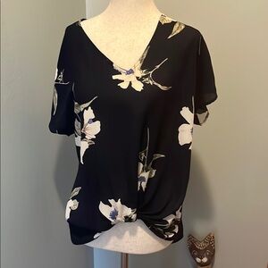 West Kei Navy Blue/Black floral top